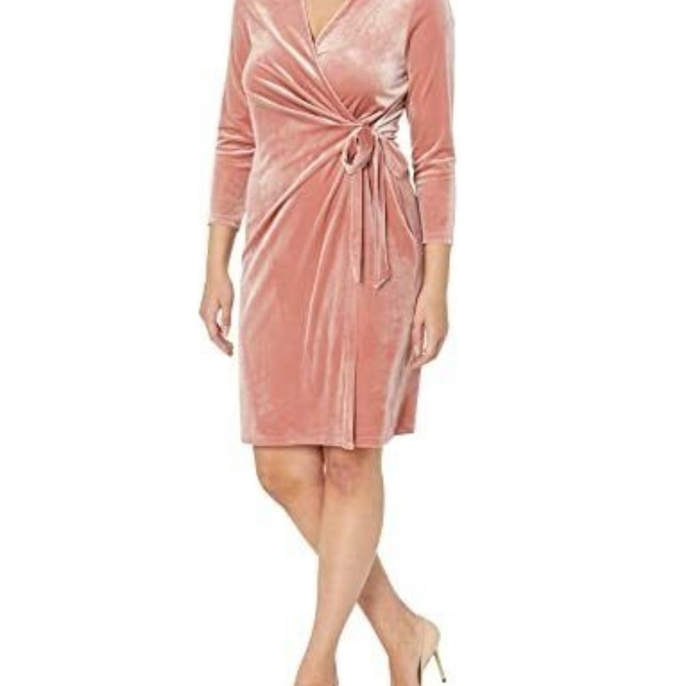 Anne Klein Women's Velvet Classic Wrap Dress Anise- XS